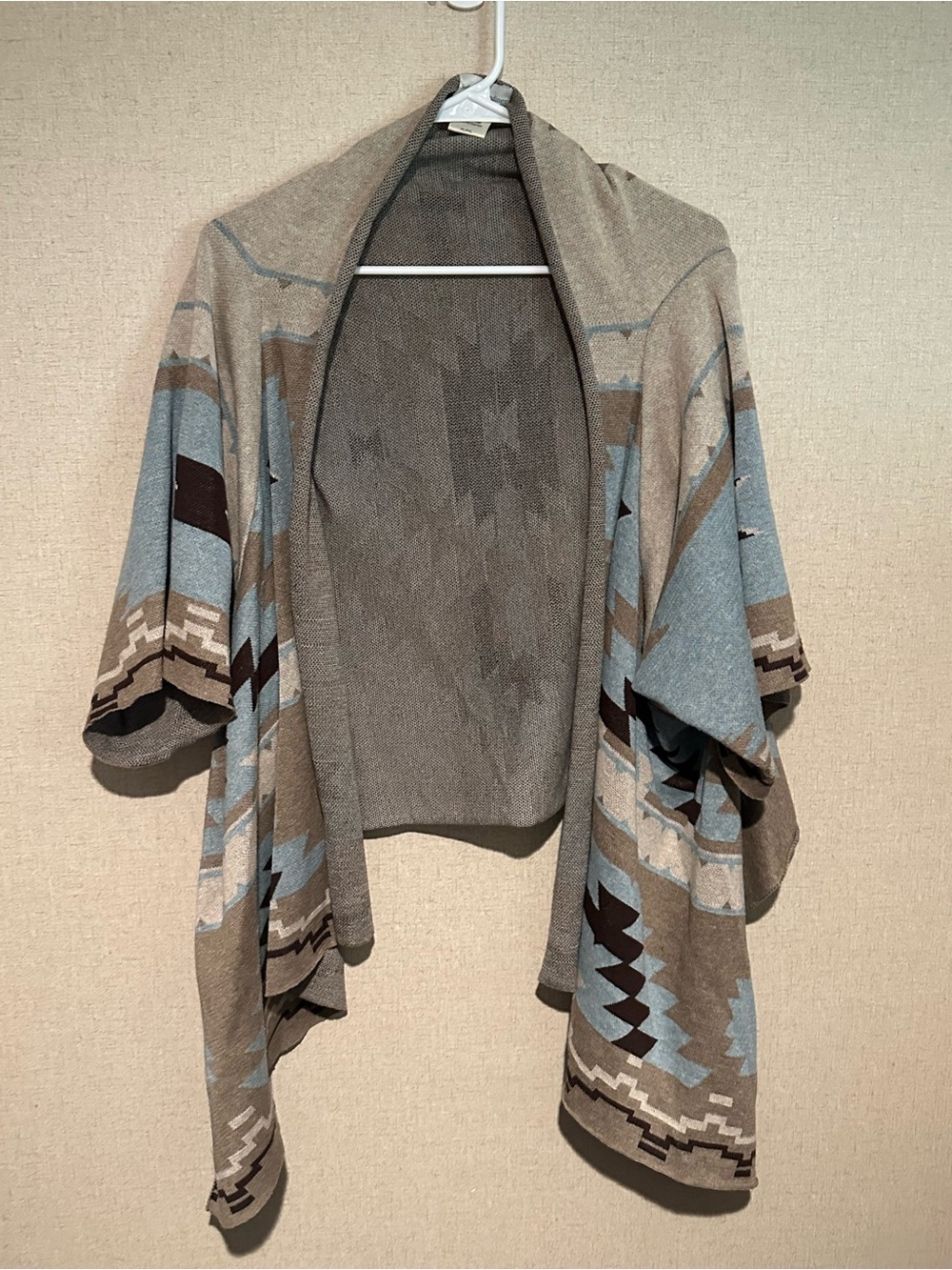 Soft Surroundings Large Petite Southwestern Aztec Open-Front Poncho Wrap